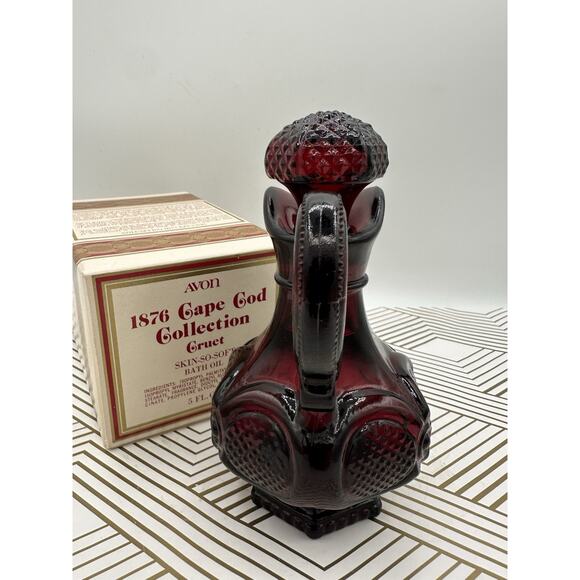 Vintage 1876 Avon Ruby Red Cape Cod Collection Perfume Bottle Full - Picture 2 of 5